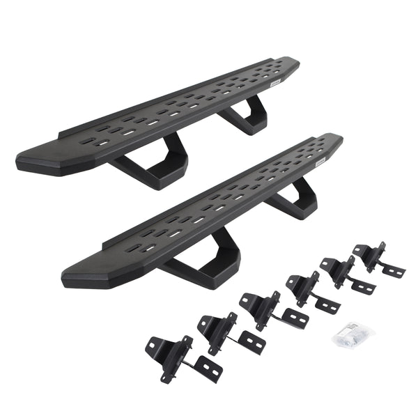 Go Rhino 6965056820PC - RB30 Running Boards With Mounting Brackets & 2 Pairs Of Drops Steps Kit - Textured Black