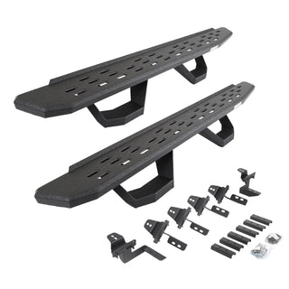 Go Rhino 6965056820T - RB30 Running Boards With Mounting Brackets & 2 Pairs Of Drops Steps Kit - Protective Bedliner Coating