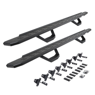 Go Rhino 6965168720T - RB30 Running Boards With Mounting Brackets & 2 Pairs Of Drops Steps Kit - Protective Bedliner Coating