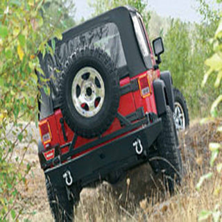 Mounts to 74300 Rear Bumper; Up to 37 Inch Tire; Black; Steel; Direct-Fit
