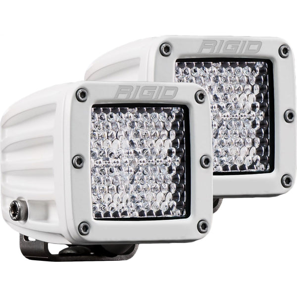 RIGID D-Series PRO Light Flood Diffused Surface Mount White Housing Pair