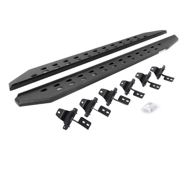 Go Rhino 69450673ST - RB20 Slim Line Running Boards With Mounting Brackets - Protective Bedliner Coating