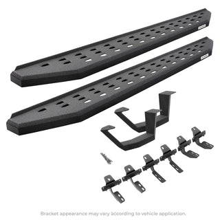 Go Rhino 6949274810T - RB20 Running Boards With Mounting Brackets & 1 Pair Of Drop Steps Kit - Protective Bedliner Coating