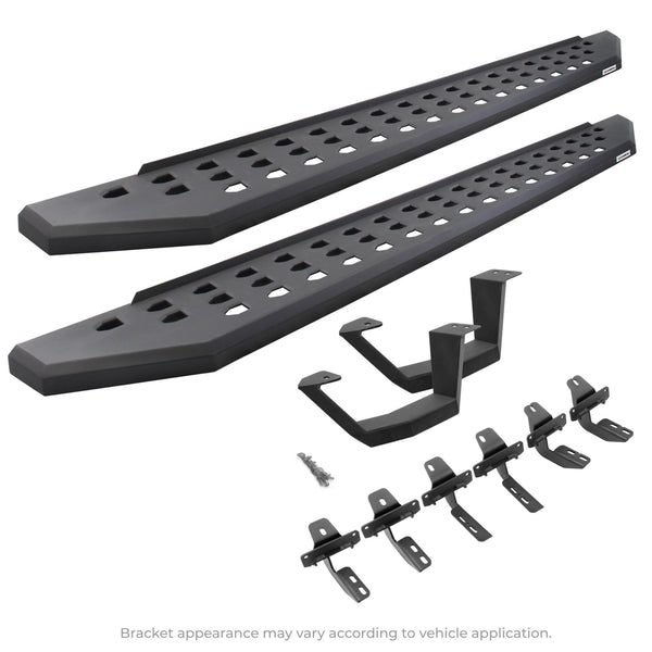 Go Rhino 6949274810PC - RB20 Running Boards With Mounting Brackets & 1 Pair Of Drop Steps Kit - Textured Black