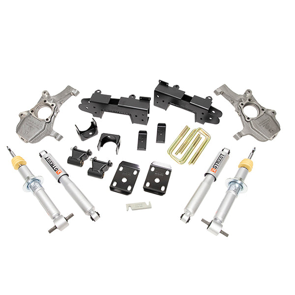 BELLTECH 1041SP LOWERING KITS  Front And Rear Complete Kit W/ Street Performance Shocks 2019-2021 Silverado / Sierra (Dbl / Crew cab / Short bed) 2 in.-4 in. F / 6 in. R 4x4
