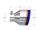 MBRP Exhaust Tip; 5in OD Out; 2.5in ID; 6.5in Length; Angle Cut; Single Wall; T304 BE