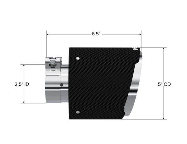 MBRP Exhaust Tip; 5in OD Out; 2.5in ID; 6.5in Length; Angle Cut; Dual Wall; Carbon Fiber
