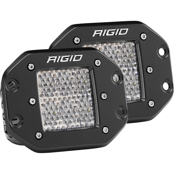RIGID D-Series PRO LED Light Drive Diffused Flush Mount Black Housing Pair