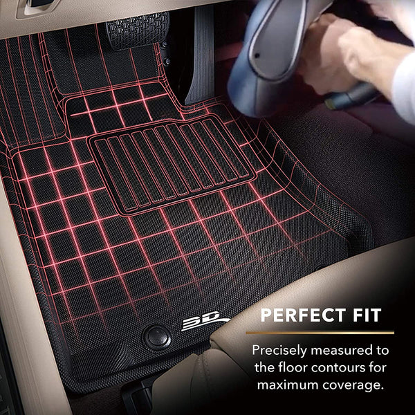 2020-21 Tesla Model Y - 3D MAXpider All-Weather Floor Mats Custom Fit Car Floor Liners, Kagu Series (1st & 2nd Row, Black)
