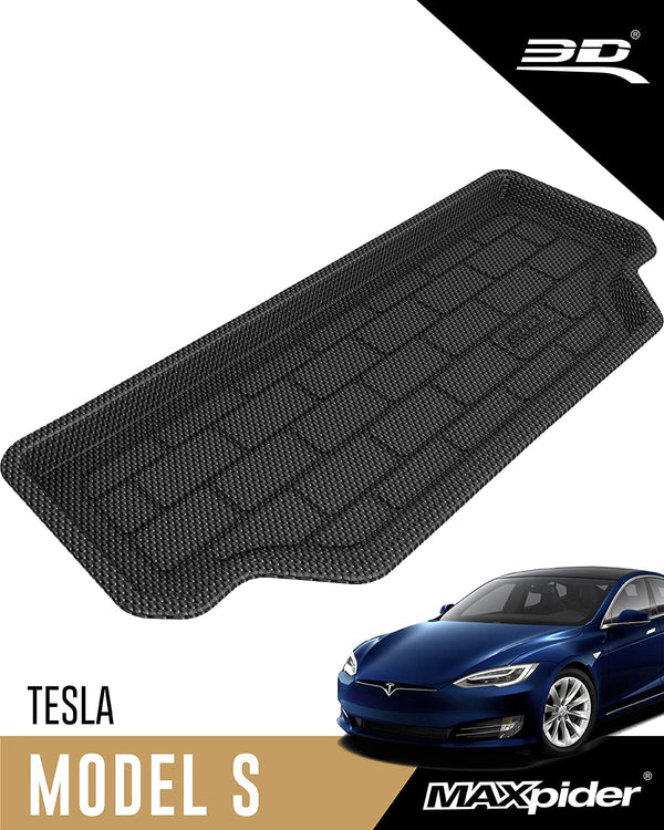 2020-21 Tesla Model S -3D MAXpider All-Weather Floor Mats Custom Fit Car Floor Liners, Kagu Series (Front Cargo Black) Frunk