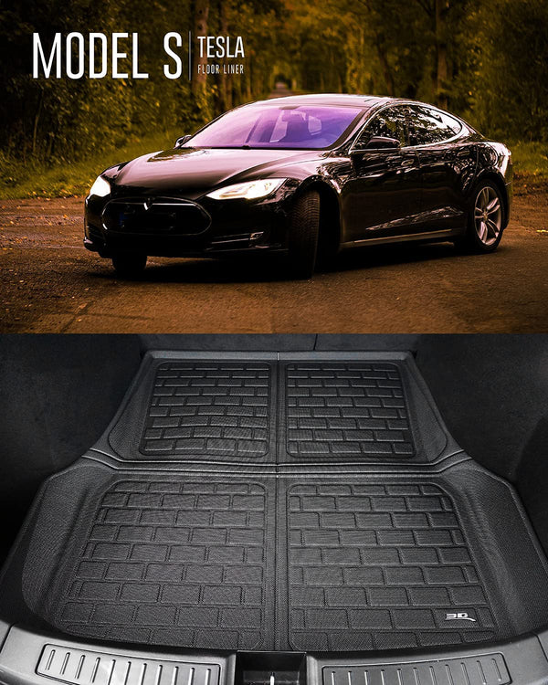 2020-21 Tesla Model S -3D MAXpider All-Weather Floor Mats Custom Fit Car Floor Liners, Kagu Series (Rear Cargo Black)