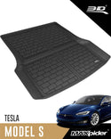 2020-21 Tesla Model S -3D MAXpider All-Weather Floor Mats Custom Fit Car Floor Liners, Kagu Series (Rear Cargo Black)