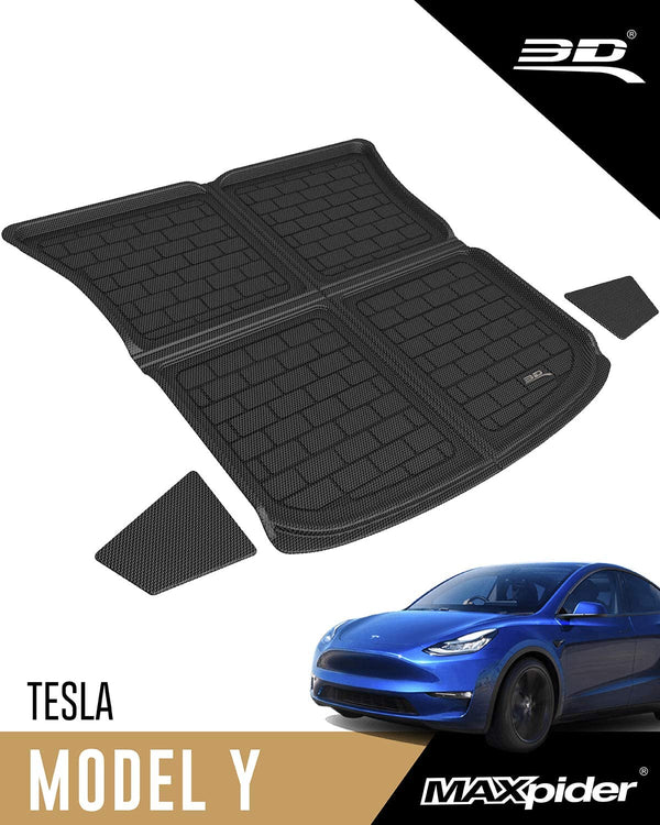 2020-22 Tesla Model Y - 3D MAXpider All-Weather Cargo Floor Mats Custom Fit Car Floor Liners, Kagu Series (Cargo Black)